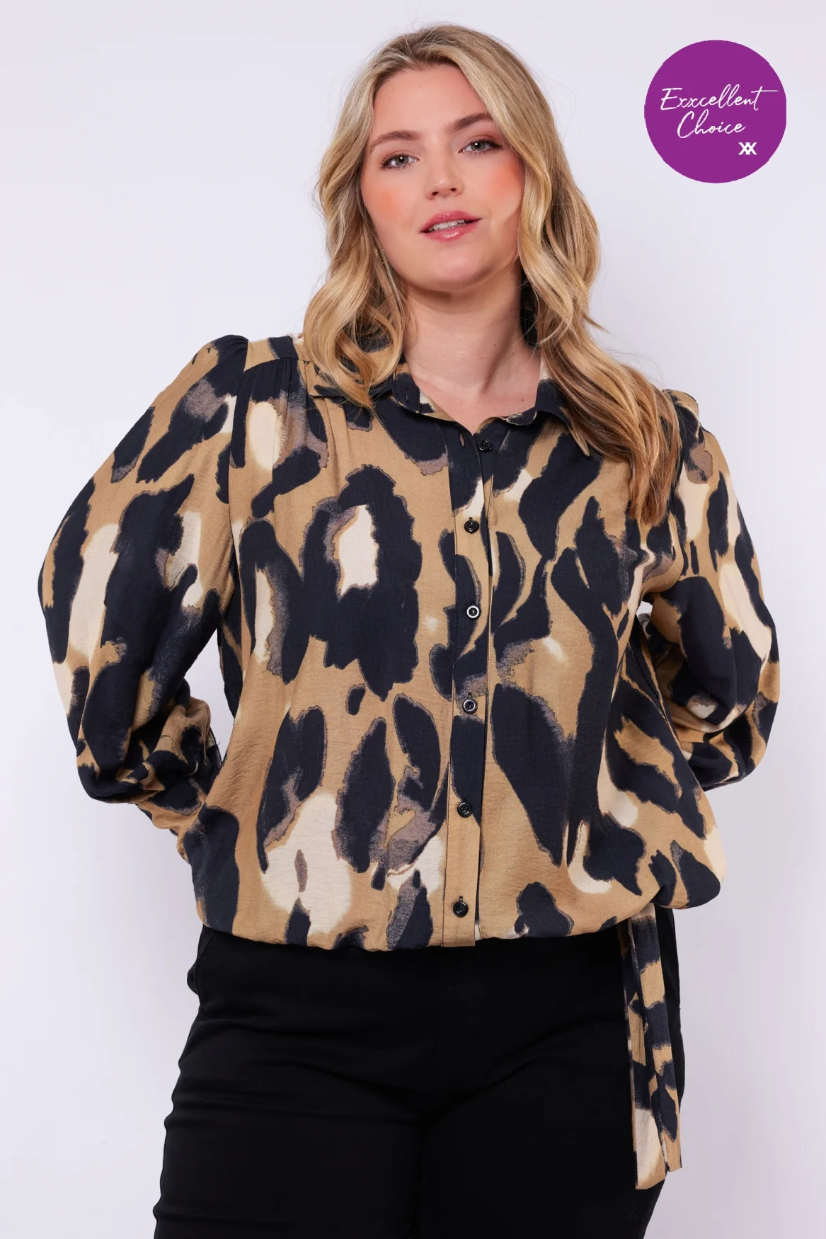 Exxcellent Blouse 26VQE02 001502 black/khaki - Image 3