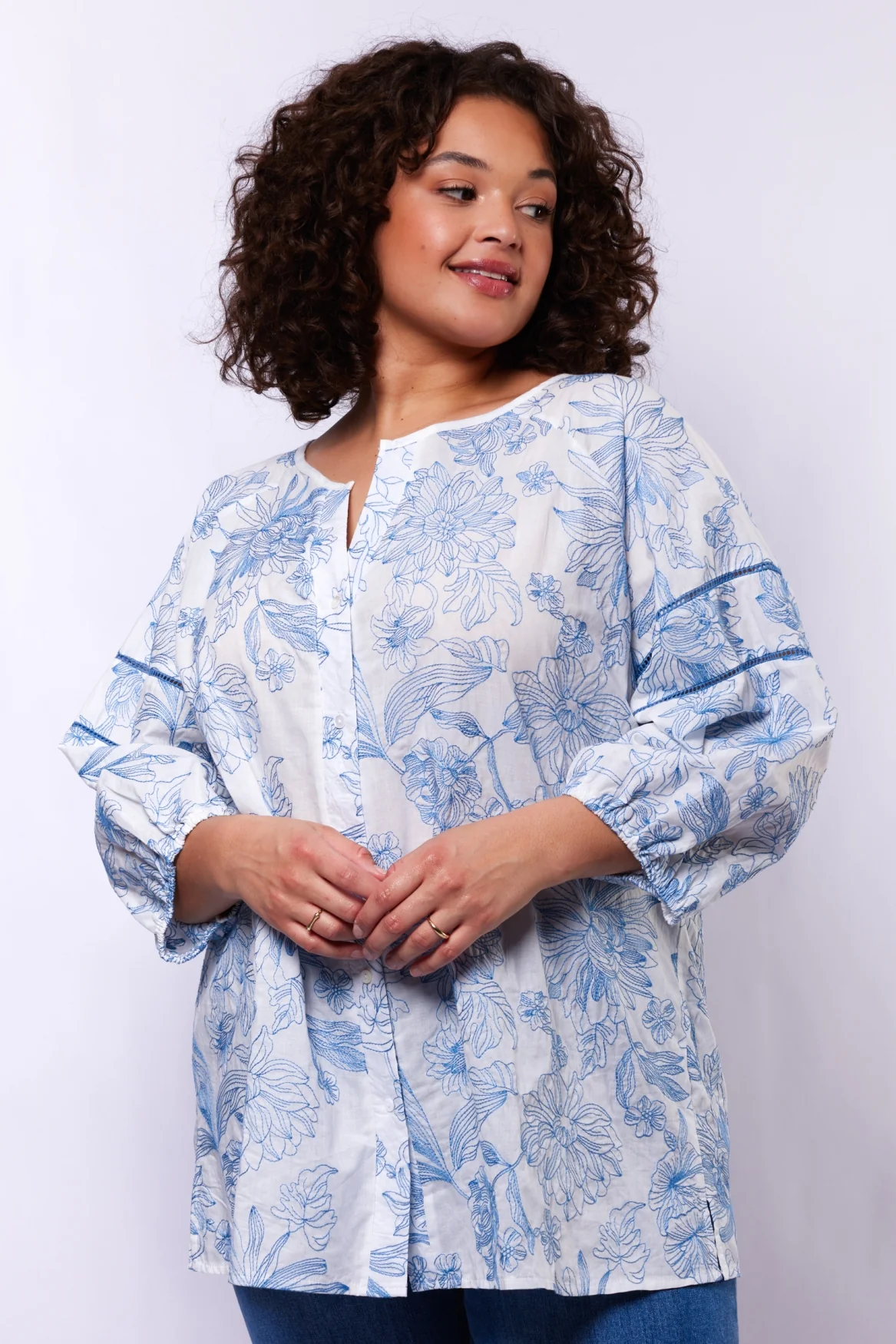 Exxcellent Blouse 26ZFEE04 011657 offwhite/dusty blue - Image 2