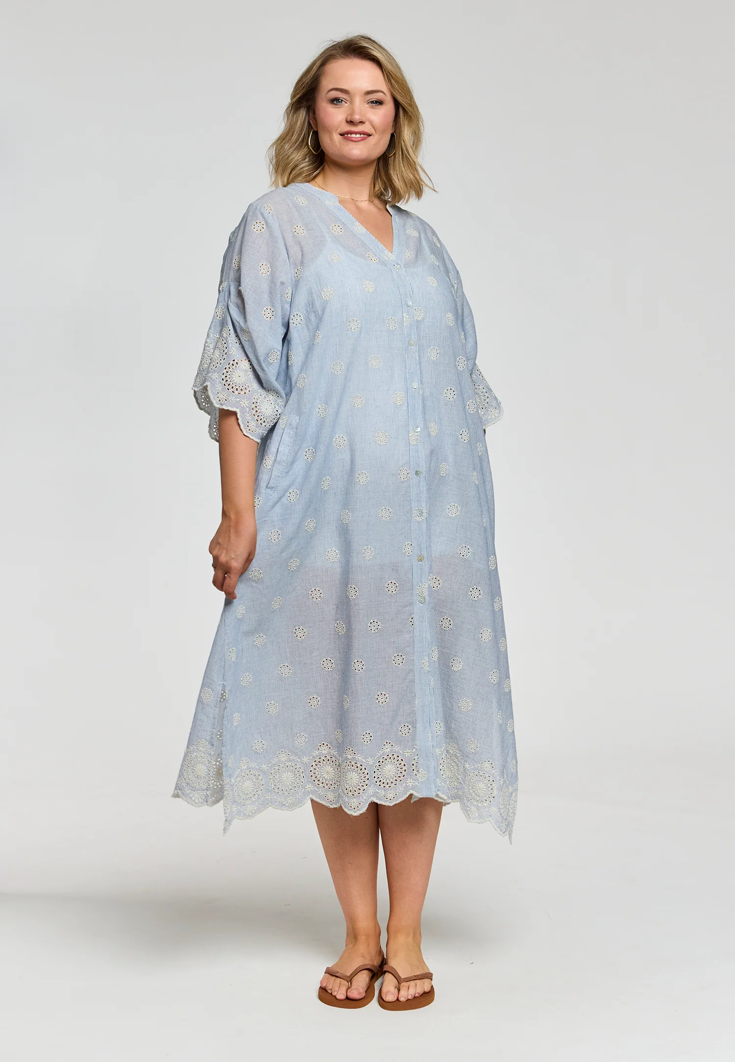 Gozzip Jurk G263003 Blue/Off-White Strip