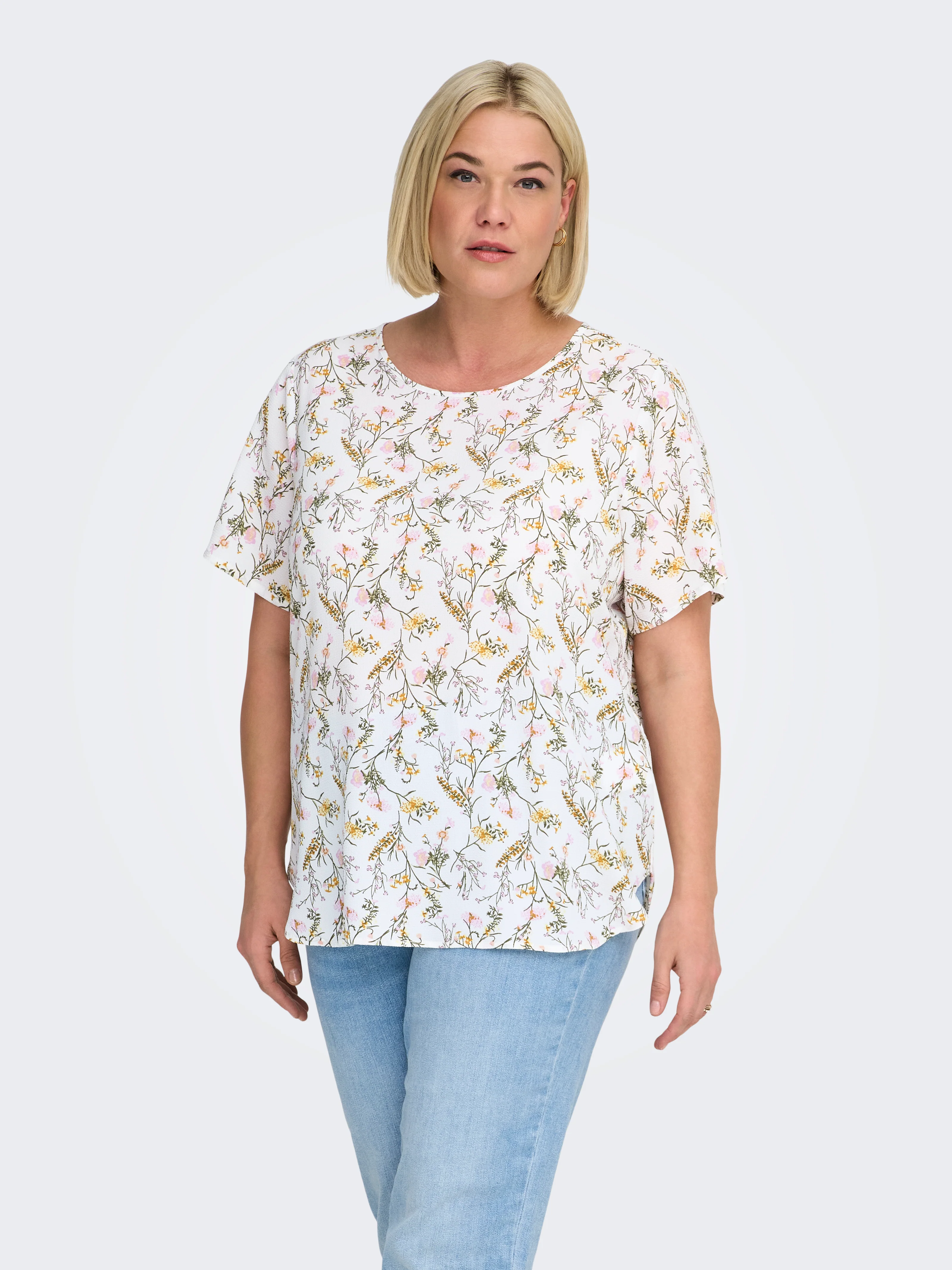 Only Carmakoma Blouse 15218353 177922034-Cloud Dancer/STILKY FLOWER - Image 8