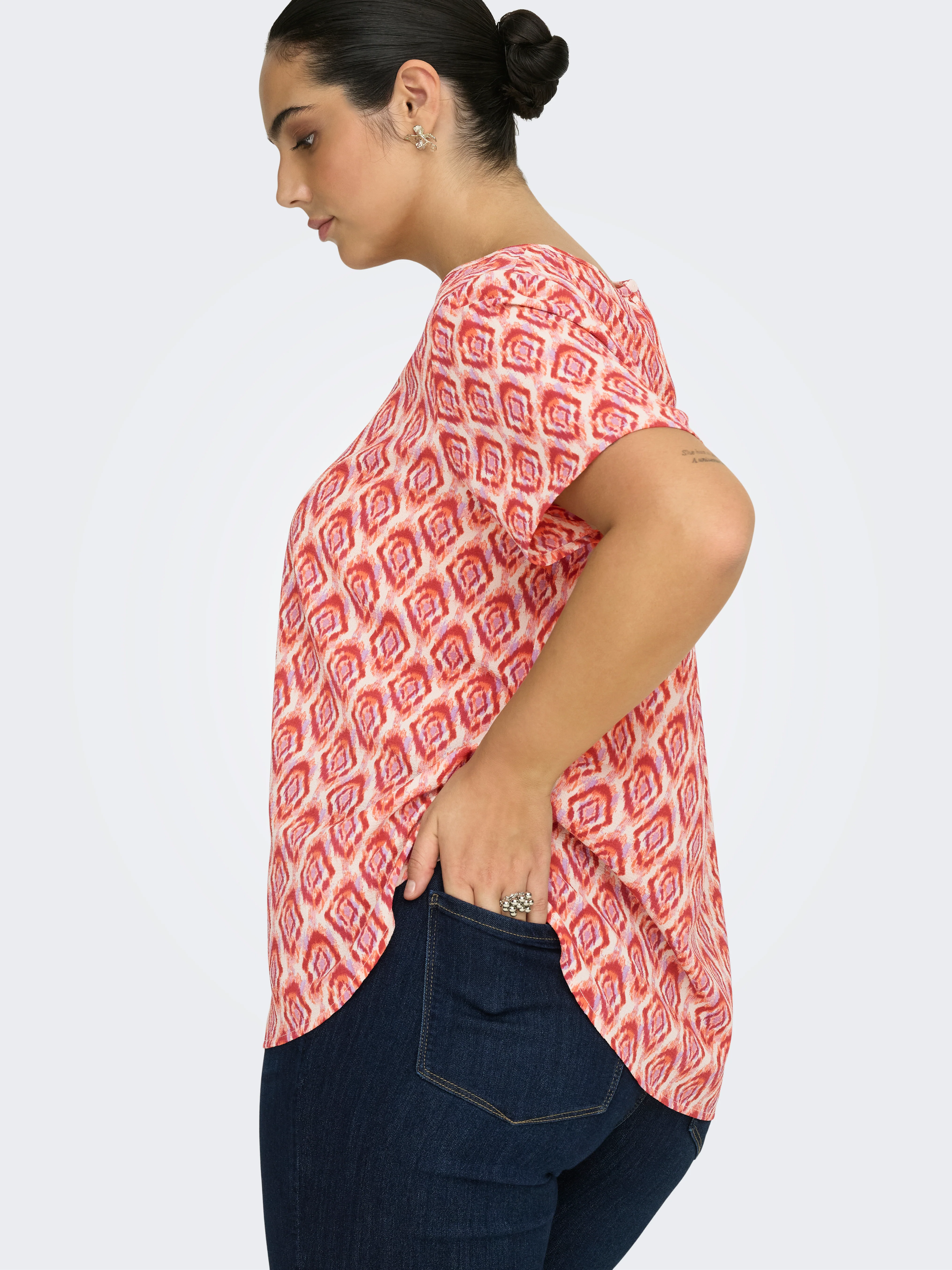 Only Carmakoma Blouse 15218353 283495111-Equestrian Red/WARM TILES - Image 6