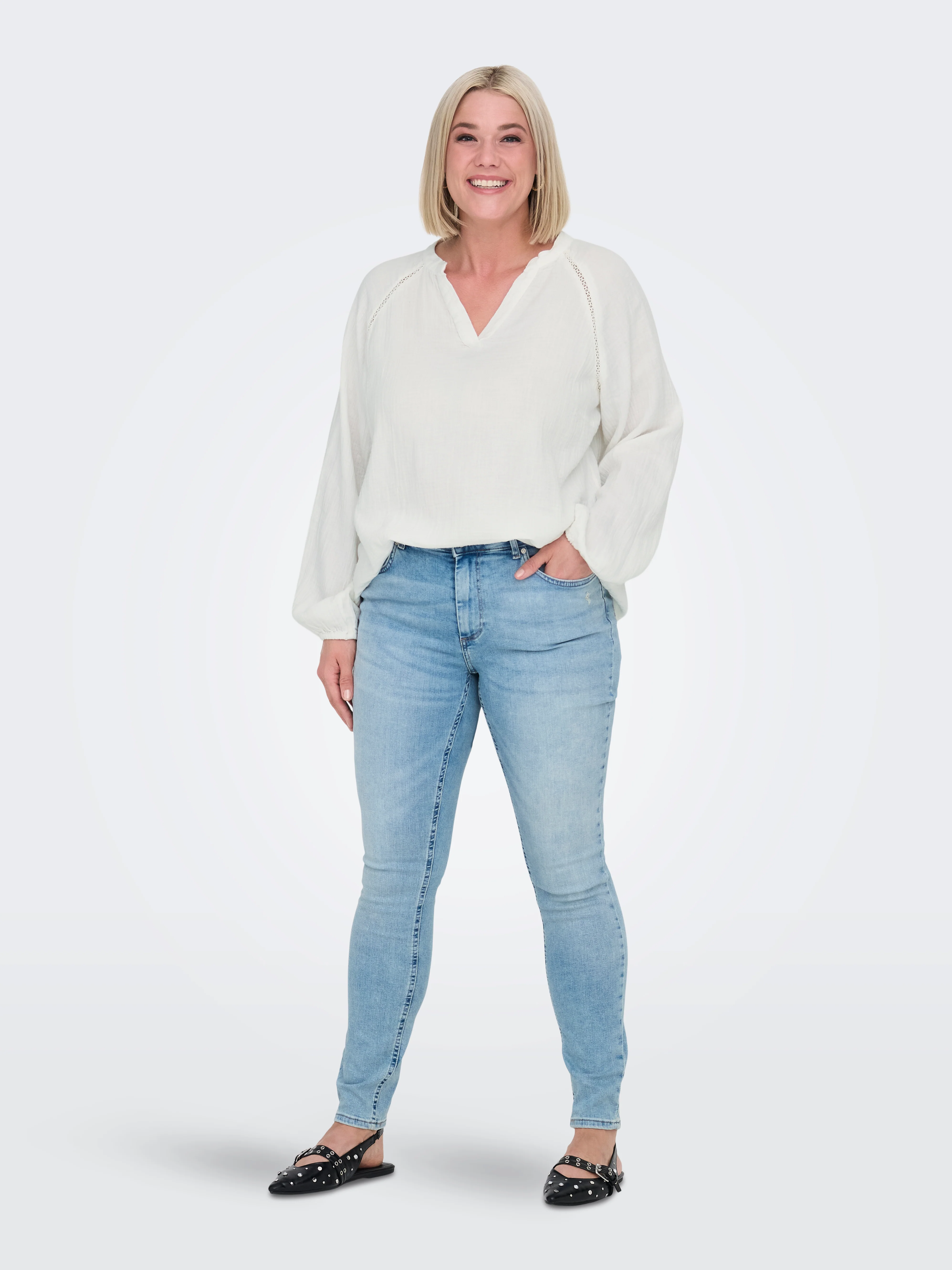 Only Carmakoma Blouse 15343224 177922-Cloud Dancer - Image 3