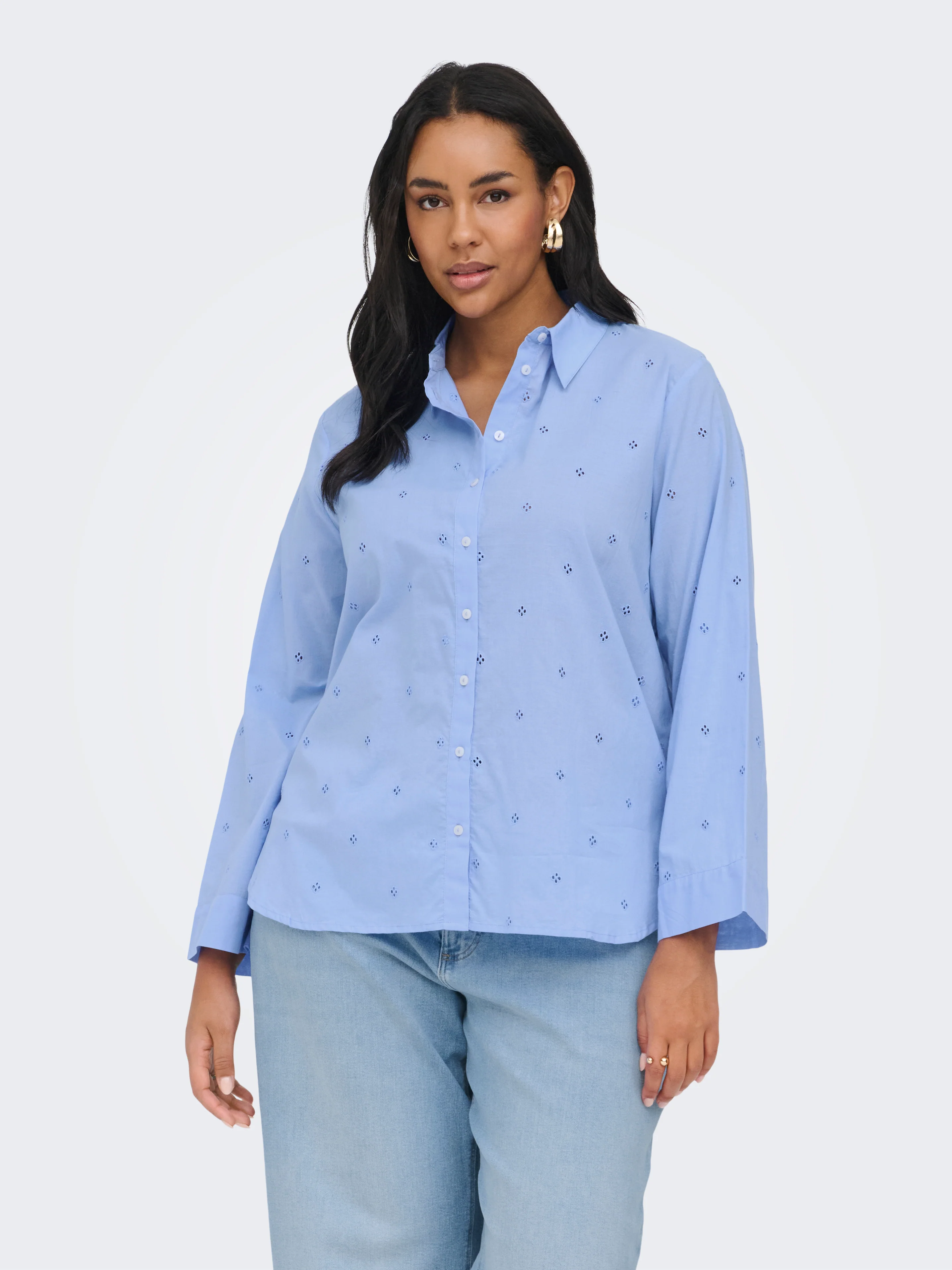 Only Carmakoma Blouse 15345147 199549003-Cornflower Blue/CORNFLOWER EMB - Image 4