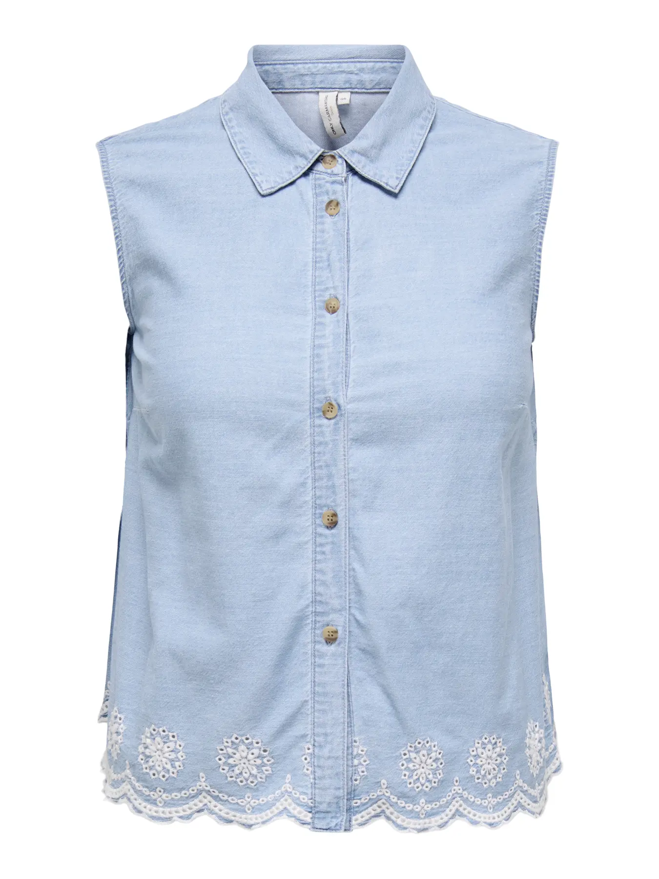 Only Carmakoma Blouse 15349915 177934-Light Blue Denim - Image 4