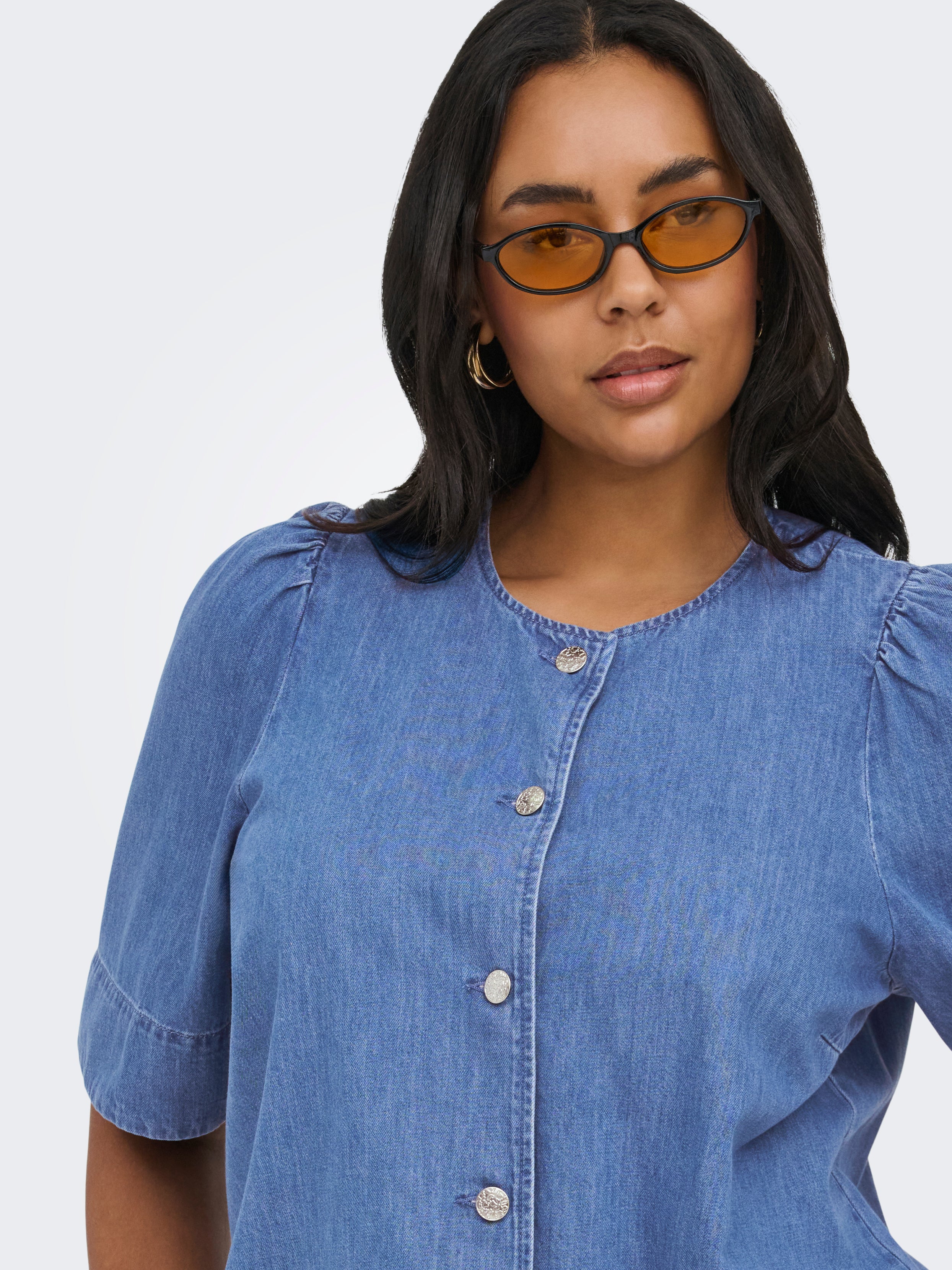 Only Carmakoma Blouse 15368374 179695-Medium Blue Denim - Image 26