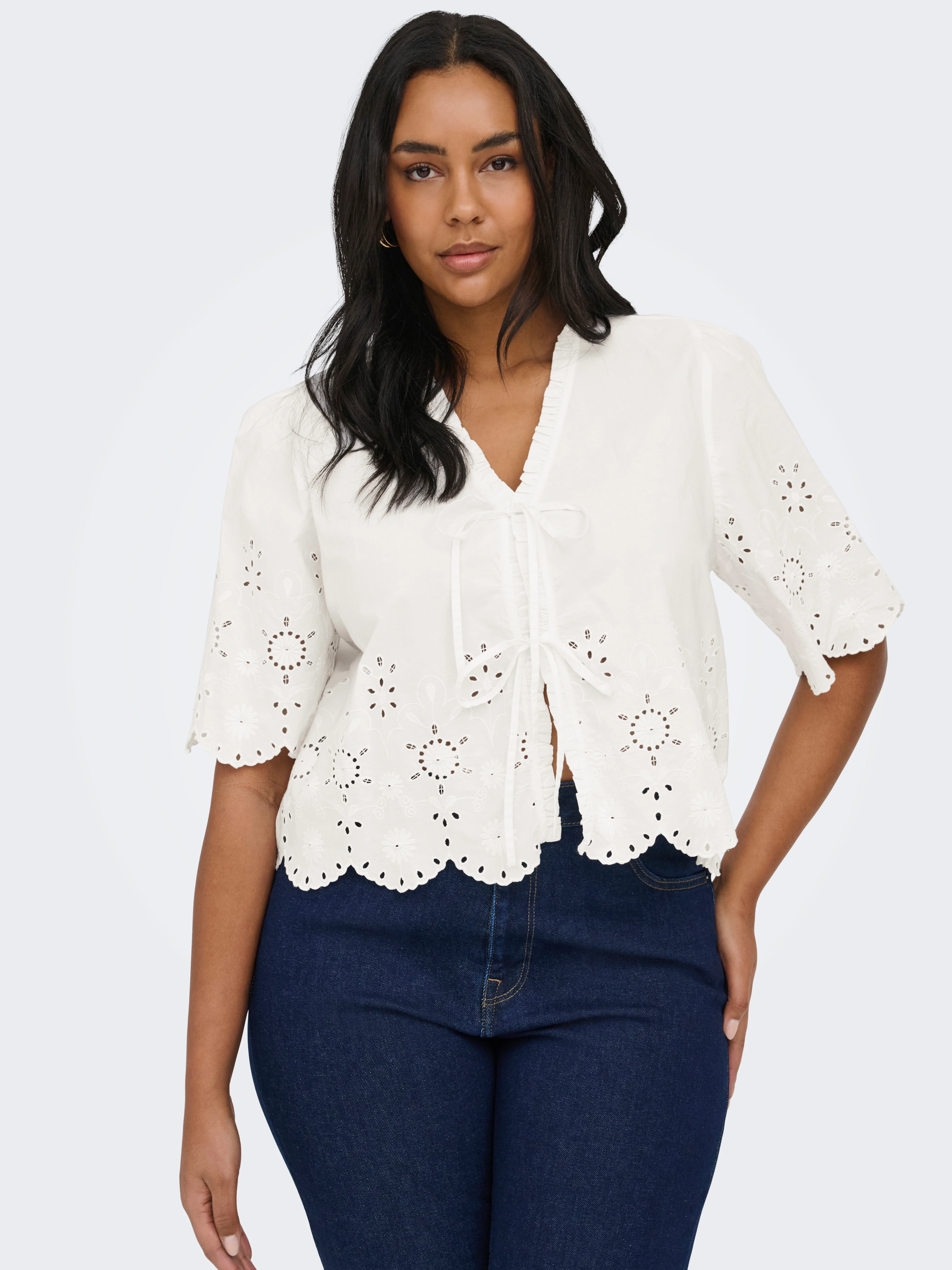 Only Carmakoma Blouse 15373754 177922-Cloud Dancer - Image 8