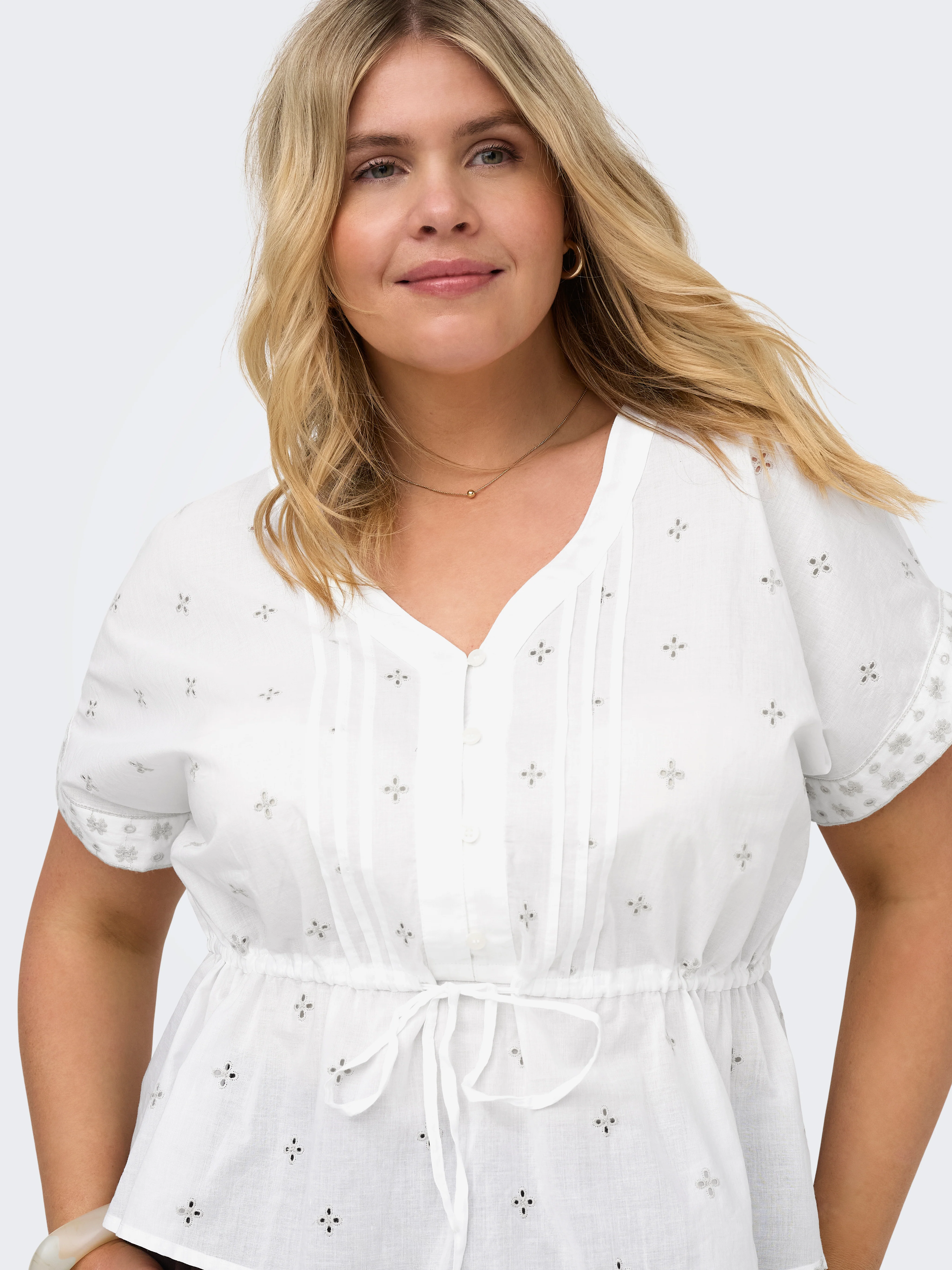 Only Carmakoma Blouse 15375589 190858001-Bright White/PUMICE STONE EMB - Image 3