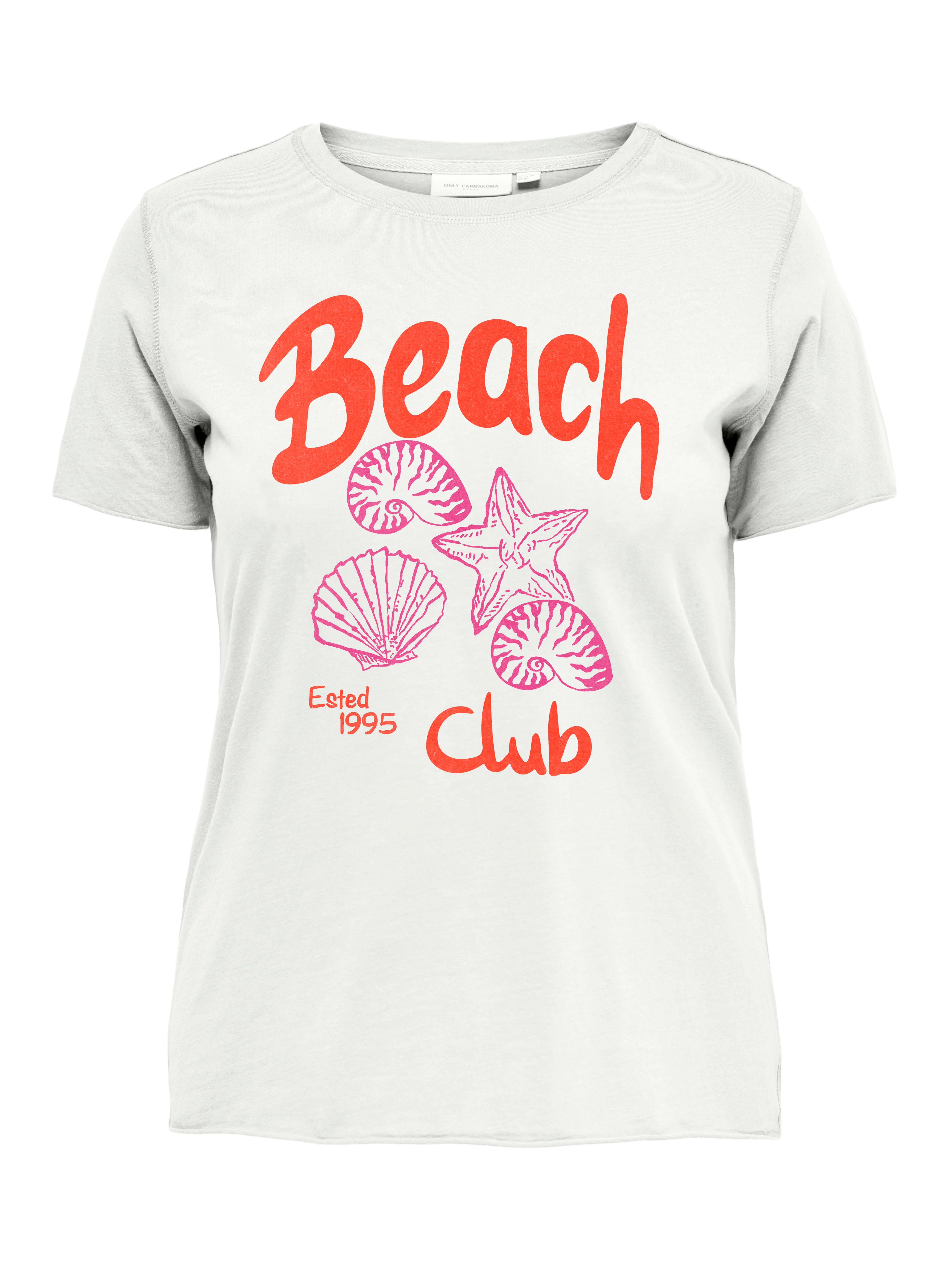 Only Carmakoma LM T-Shirt 15273174 177922017-Cloud Dancer/Beach Club W. Fuchsia - Image 3