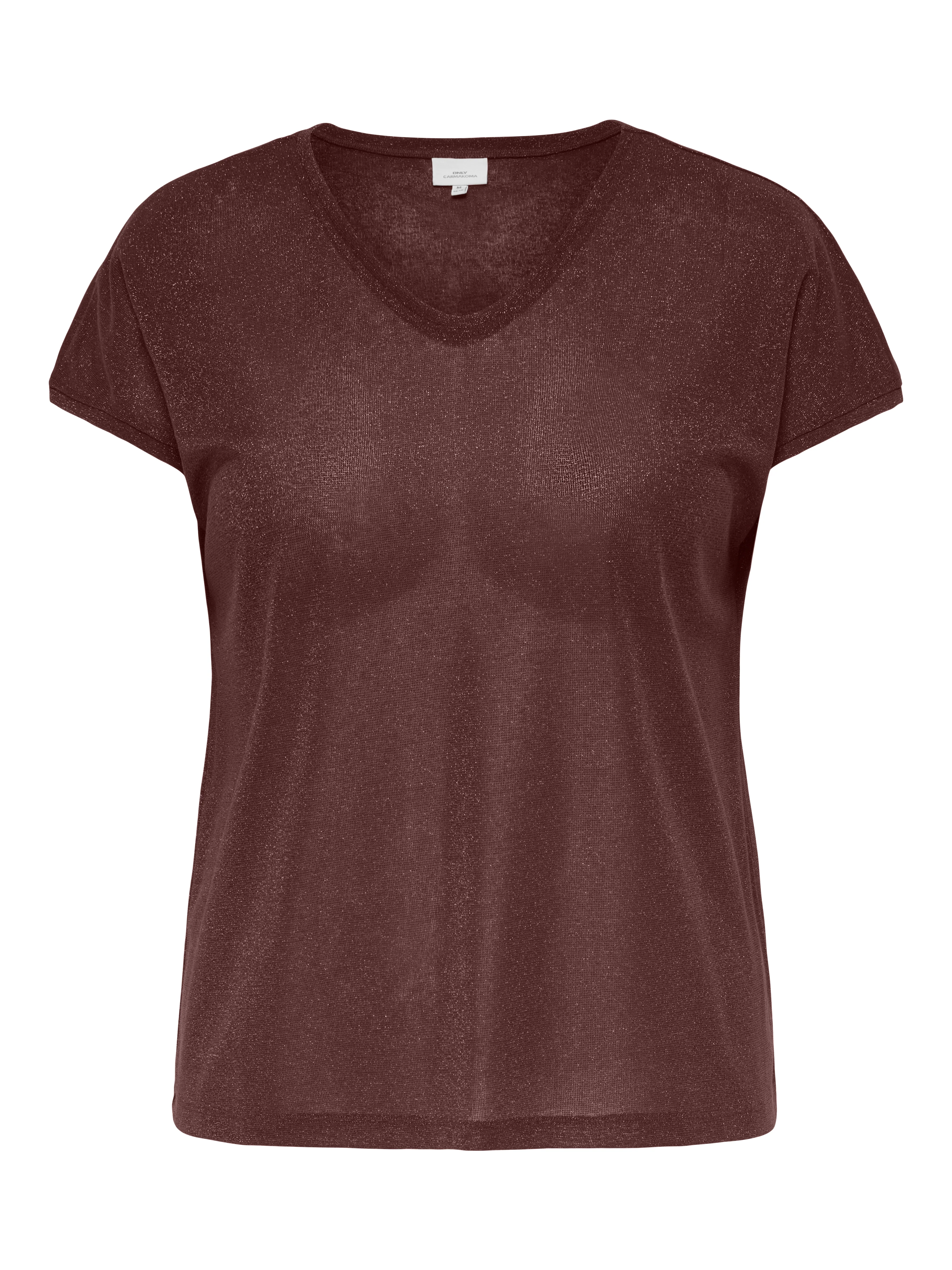 Only Carmakoma LM T-Shirt 15363649 212012007-Deep Mahogany/Deep mahogany glitter