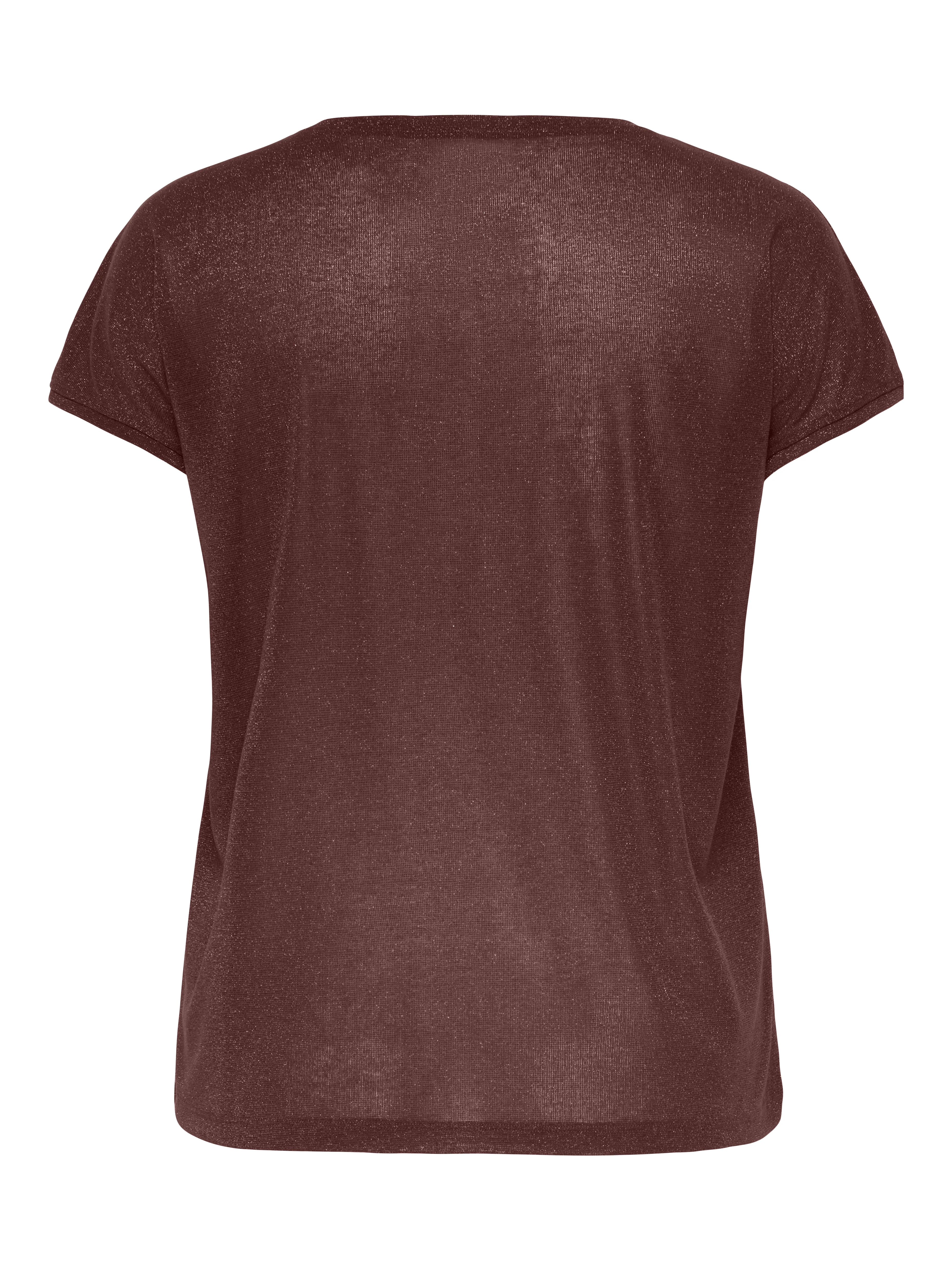Only Carmakoma LM T-Shirt 15363649 212012007-Deep Mahogany/Deep mahogany glitter - Image 2