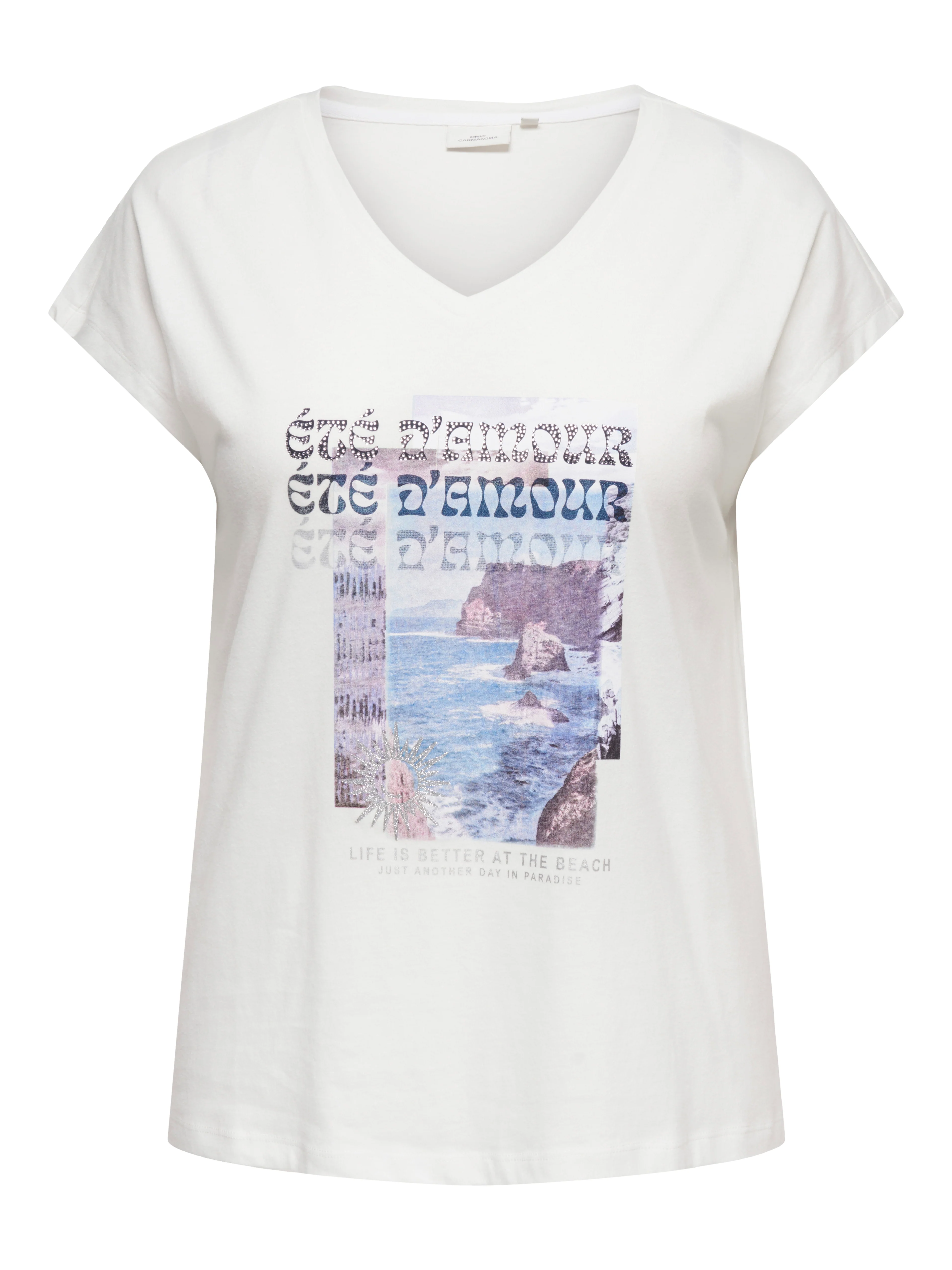 Only Carmakoma LM T-Shirt 15372901 177922002-Cloud Dancer/Summer