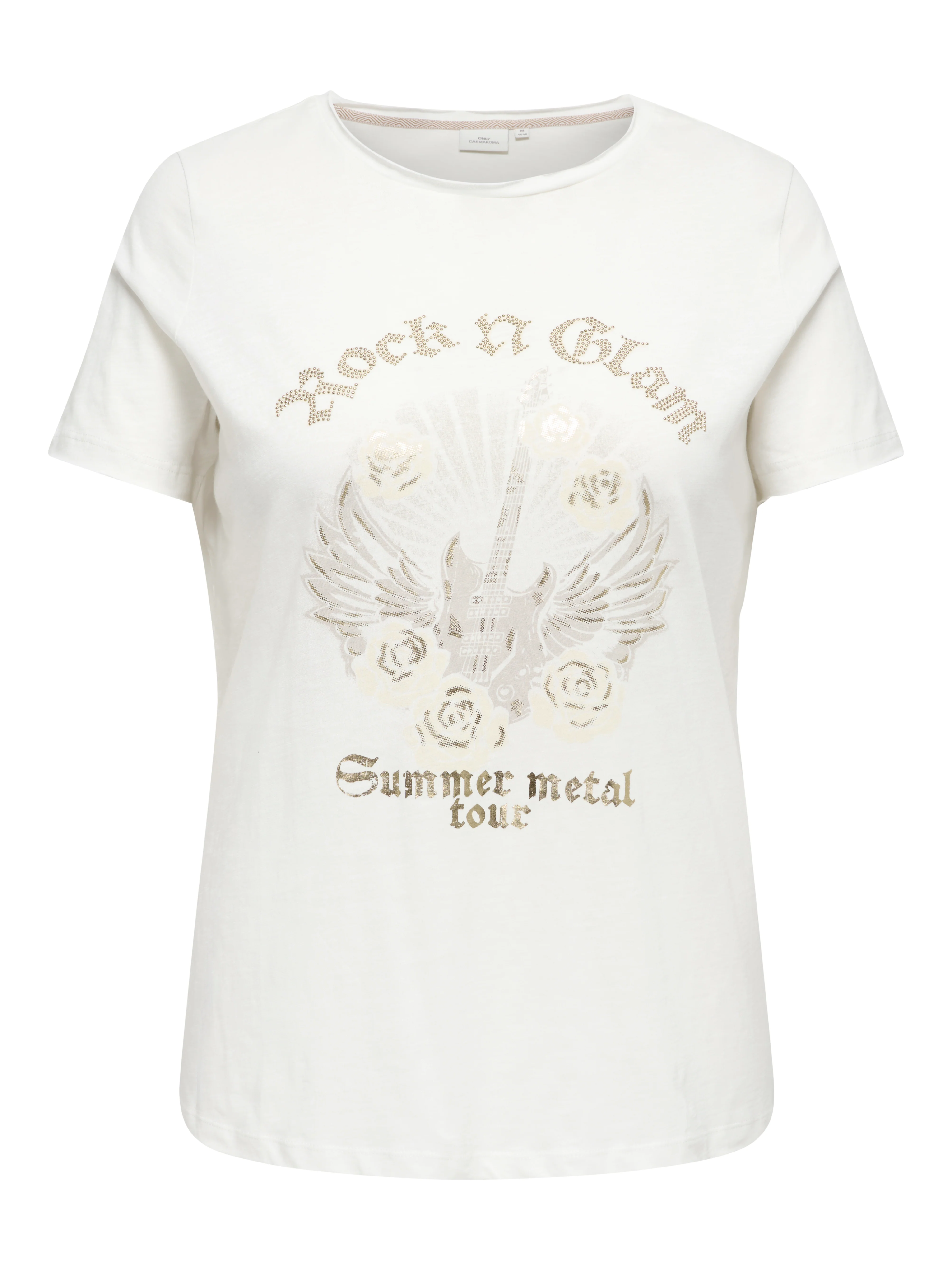 Only Carmakoma LM T-Shirt 15375565 177922001-Cloud Dancer/Rock - Gold foil
