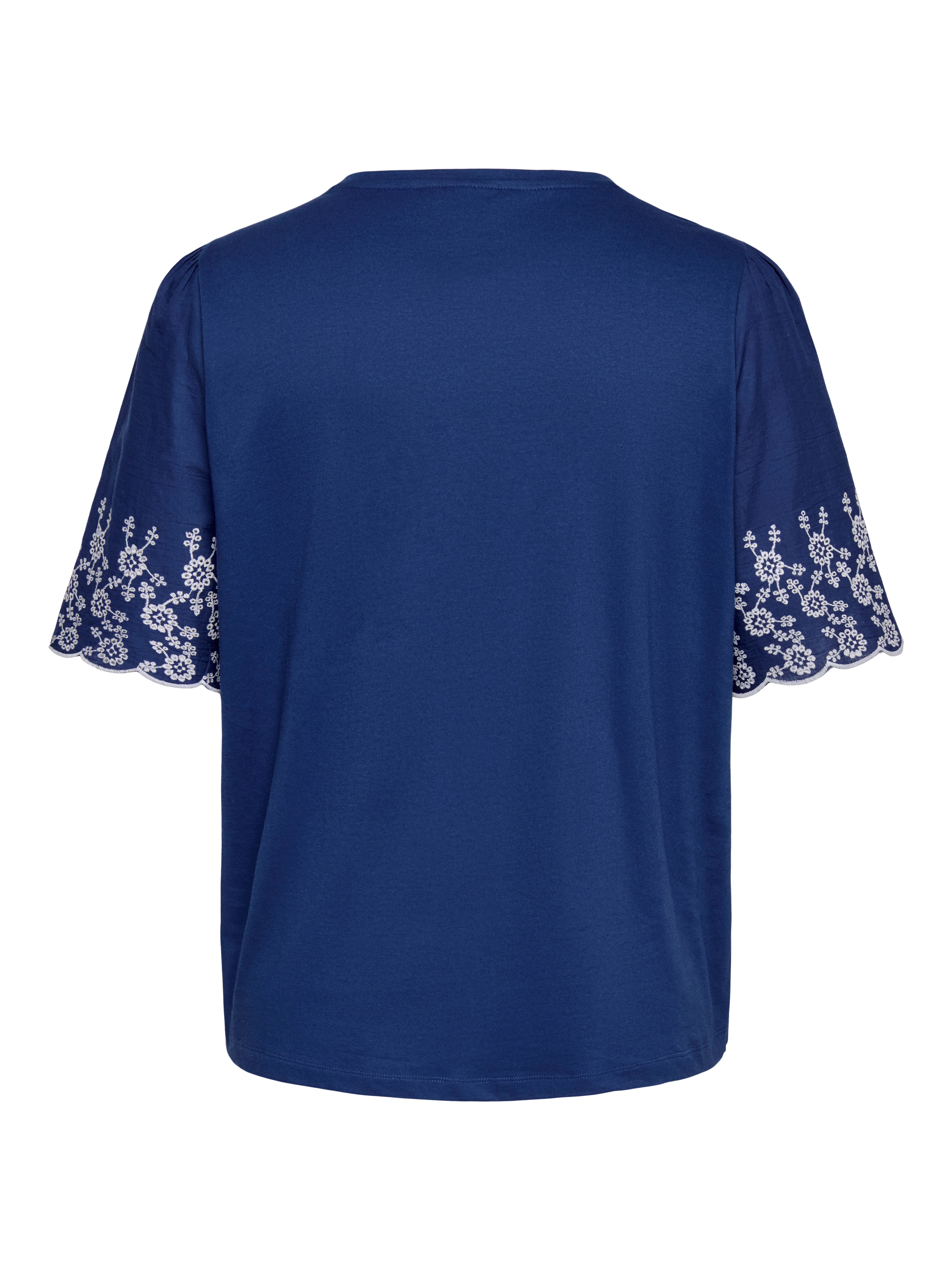 Only Carmakoma LM T-Shirt 15375747 228355001-Navy Peony/Cloud Dancer embroidery - Image 5