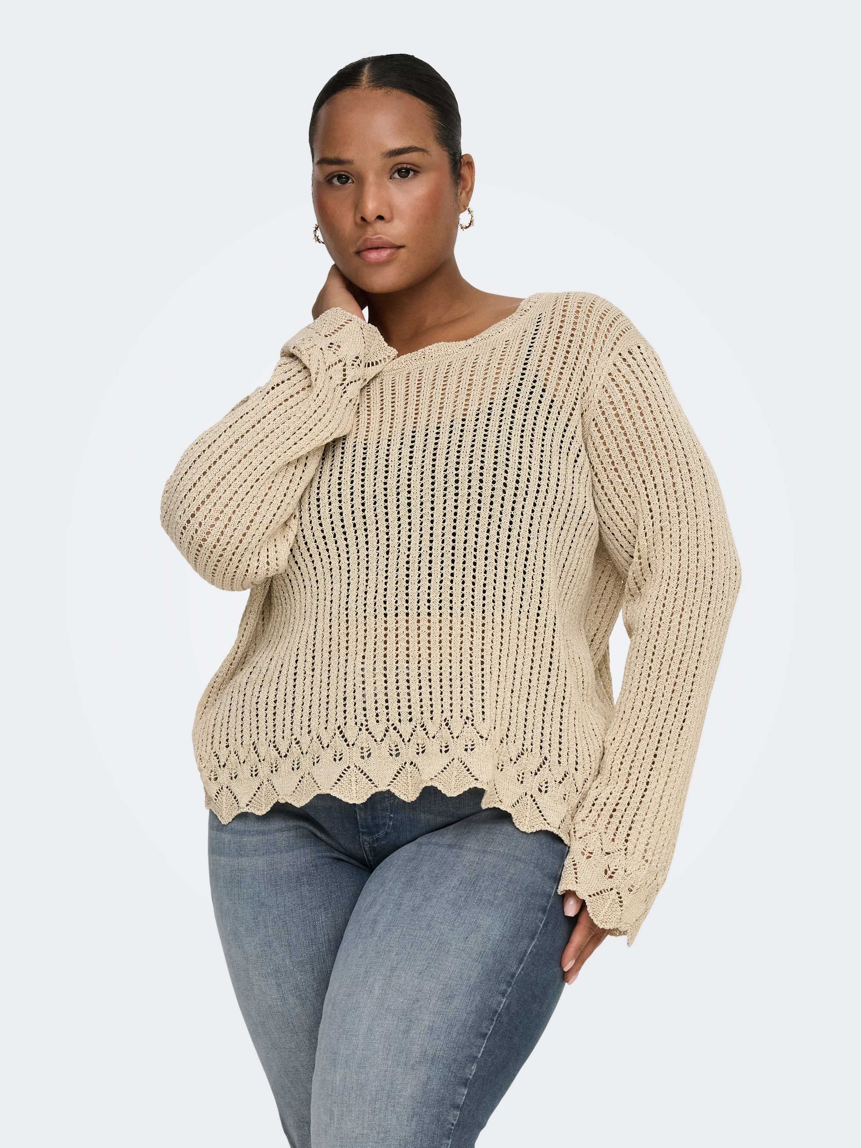 Only Carmakoma Trui 15363969 193798002-Pale Gold/Gold Metallic Fibres - Image 29