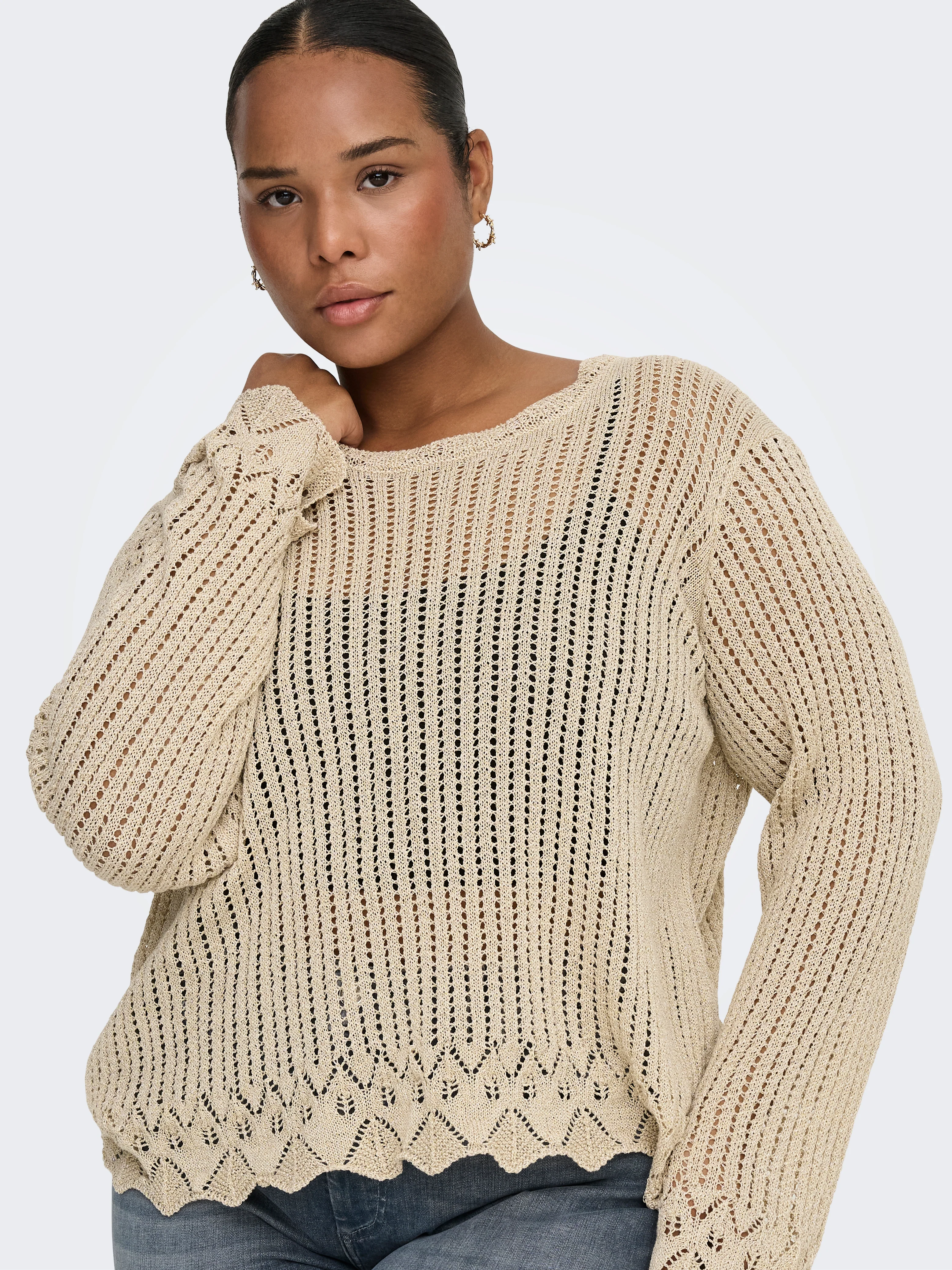 Only Carmakoma Trui 15363969 193798002-Pale Gold/Gold Metallic Fibres - Image 59