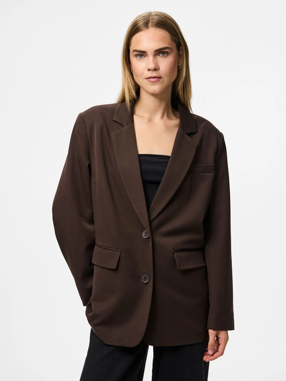 Pieces Curve Blazer 17162061 302664-Hot Fudge - Image 4