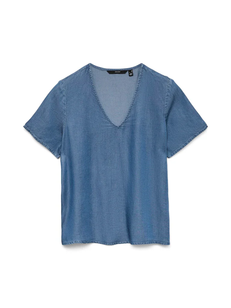 Vero Moda Curve Blouse 10343145 178001-Medium Blue Denim - Image 3