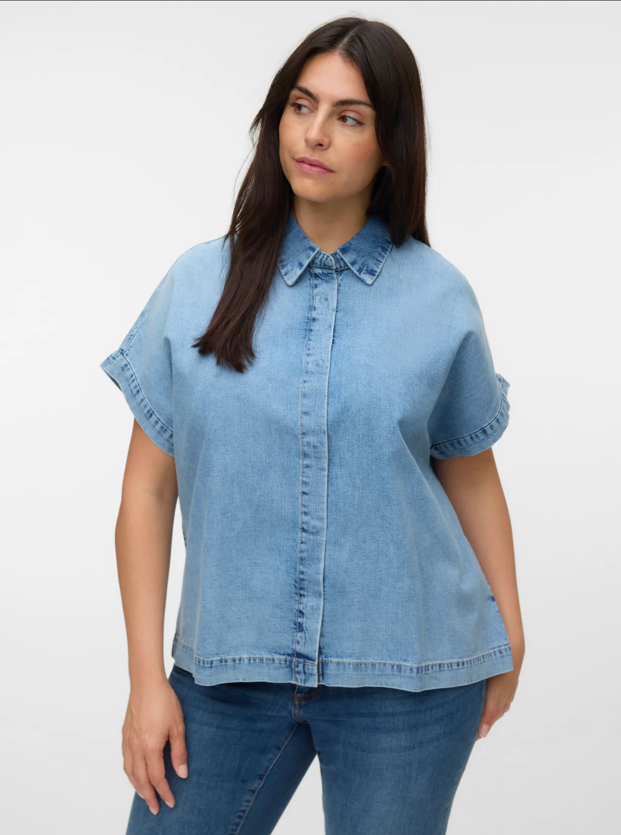 Vero Moda Curve Blouse 10345328 178000-Light Blue Denim - Image 2