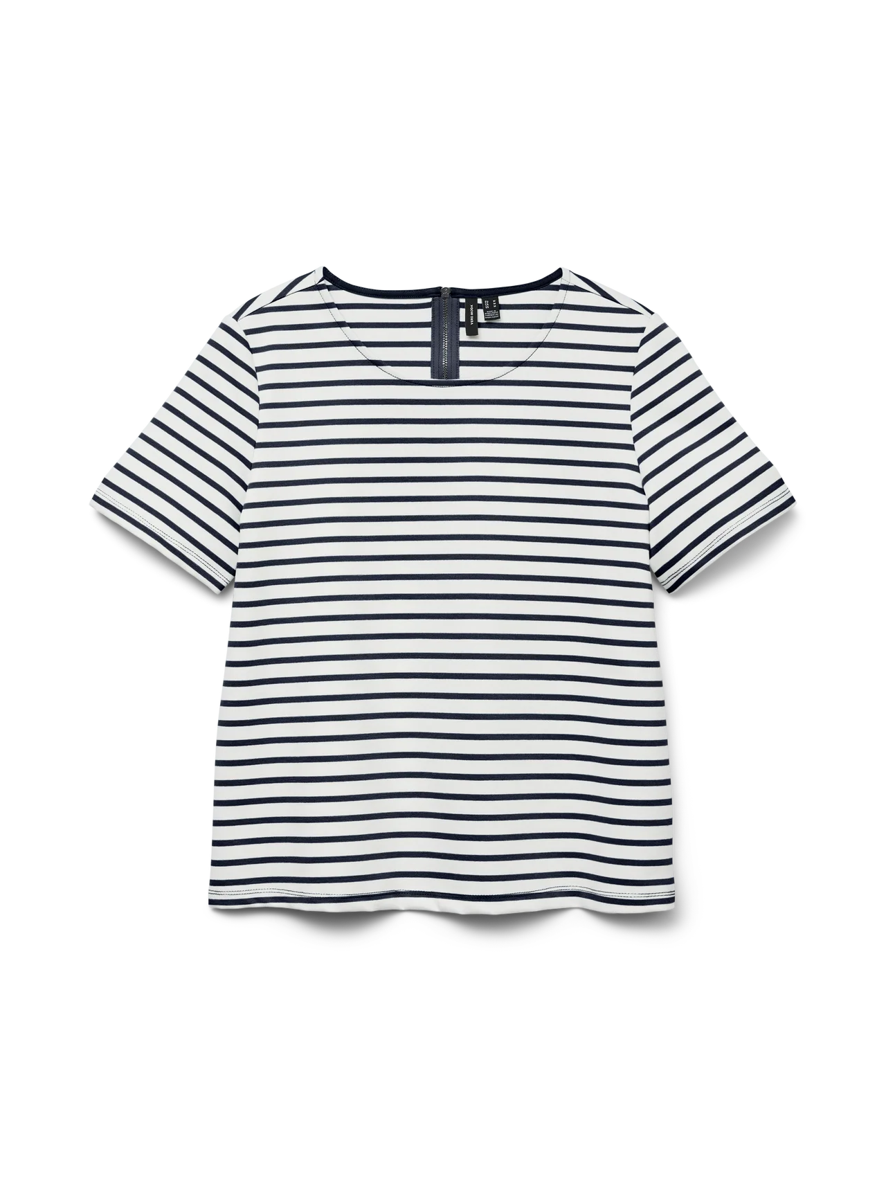 Vero Moda Curve LM T-Shirt 10343822 175598001-Snow White/NAVY BLAZER - Image 3