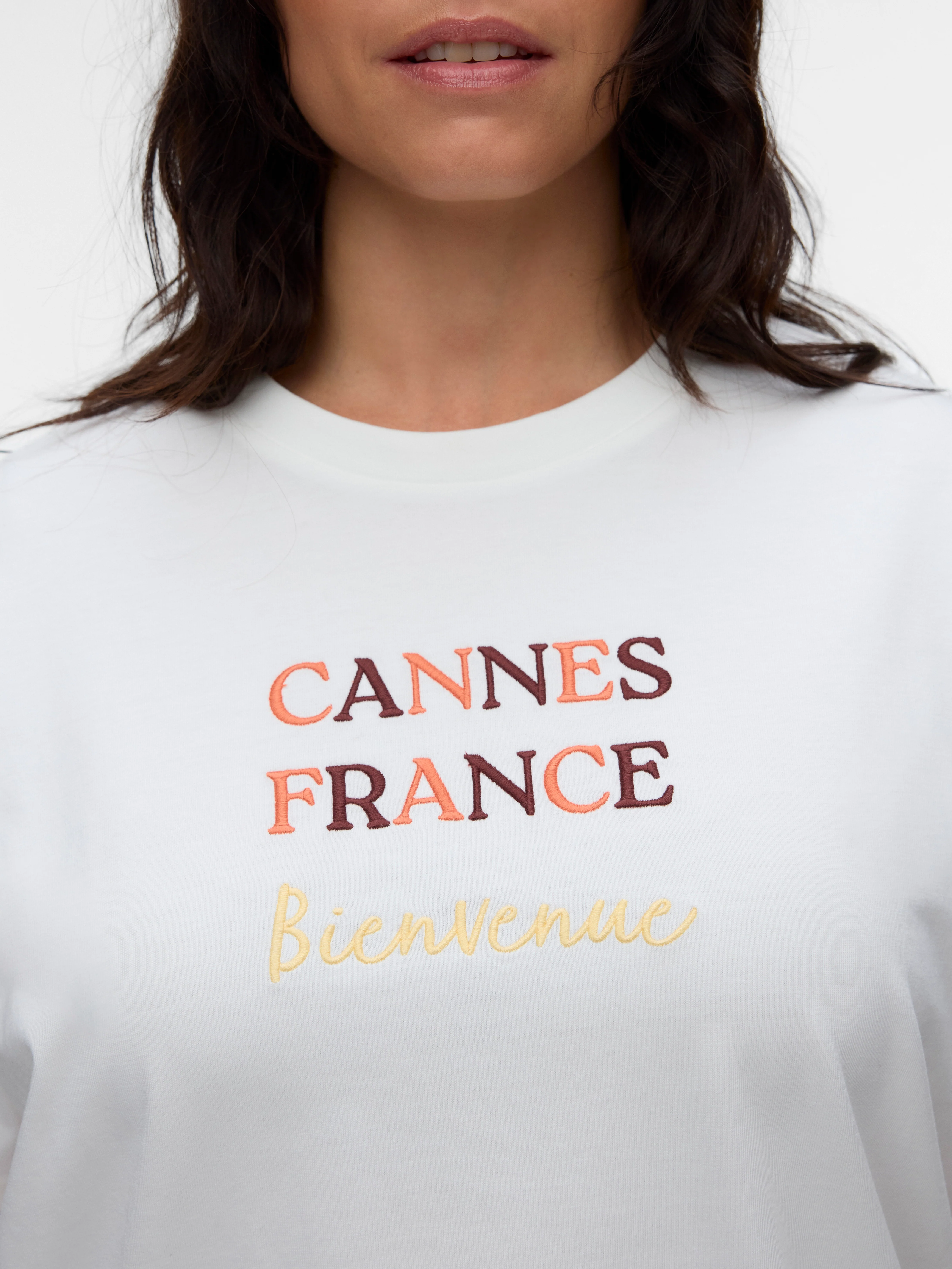 Vero Moda Curve LM T-Shirt 10350030 175598002-Snow White/NEW CANNES FRANCE - Image 3