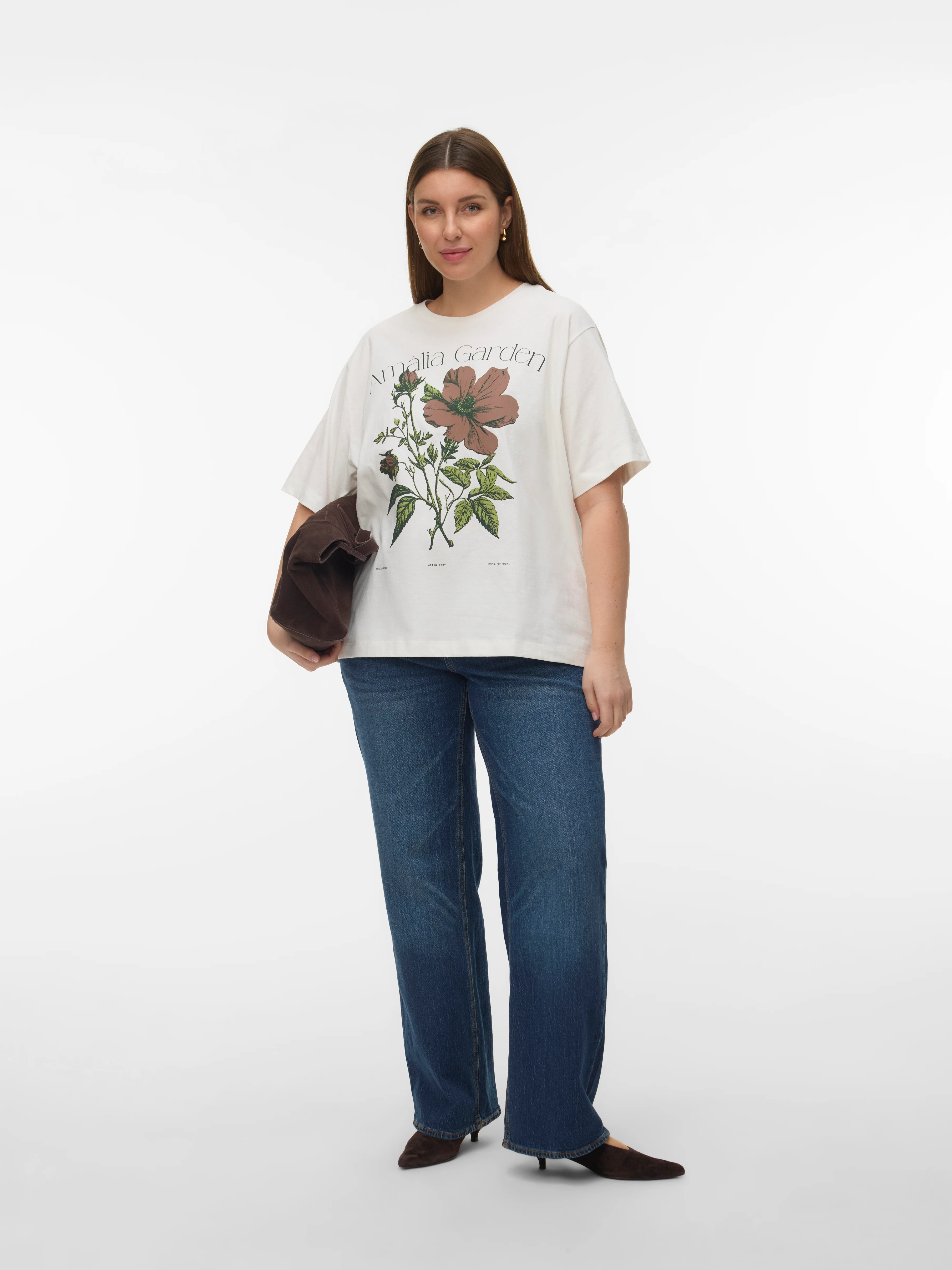Vero Moda Curve LM T-Shirt 10351081 175598001-Snow White/FLOWER - Image 132