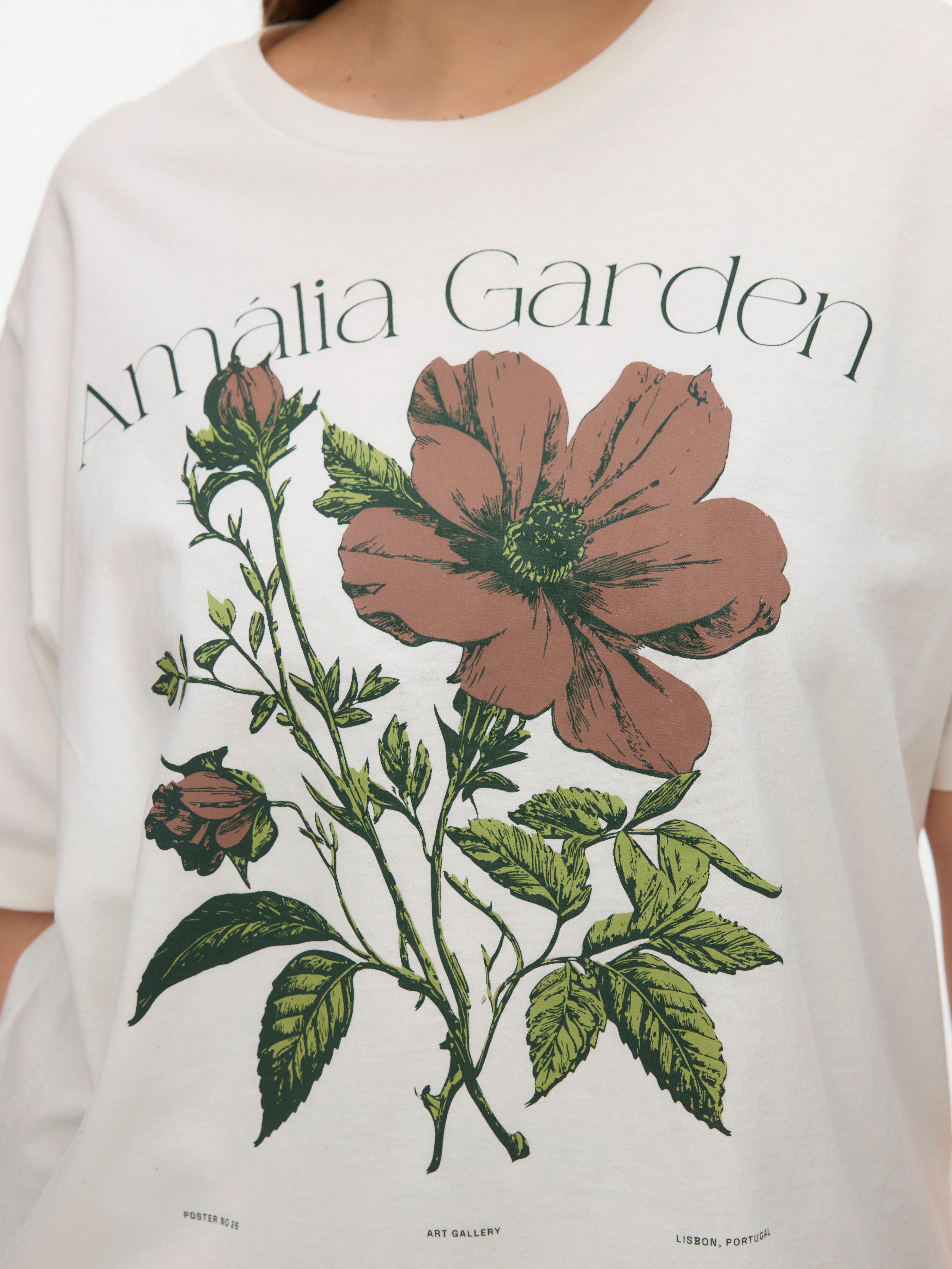 Vero Moda Curve LM T-Shirt 10351081 175598001-Snow White/FLOWER - Image 4
