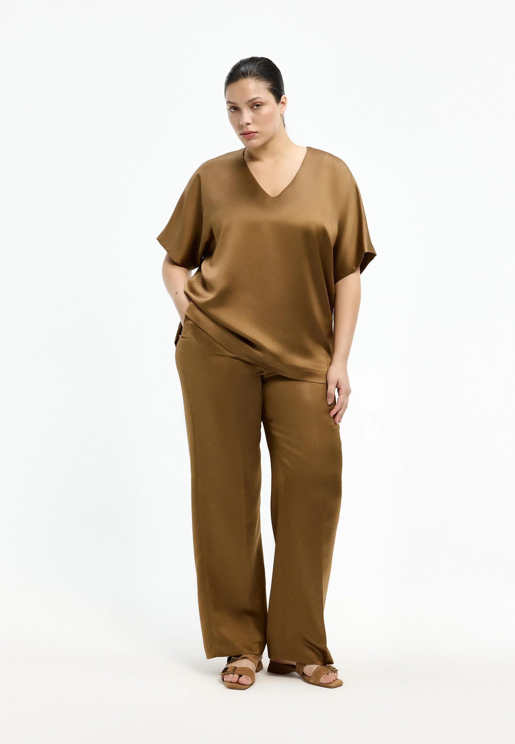 Xandres Pantalon 82060-01 0990 bronze green - Image 3